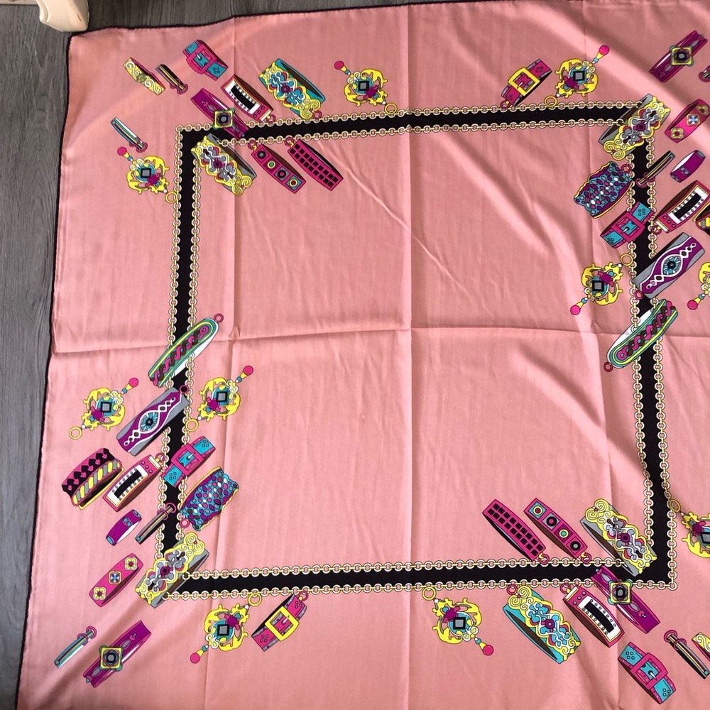 Pink Cosmetic Print Square Scarf
